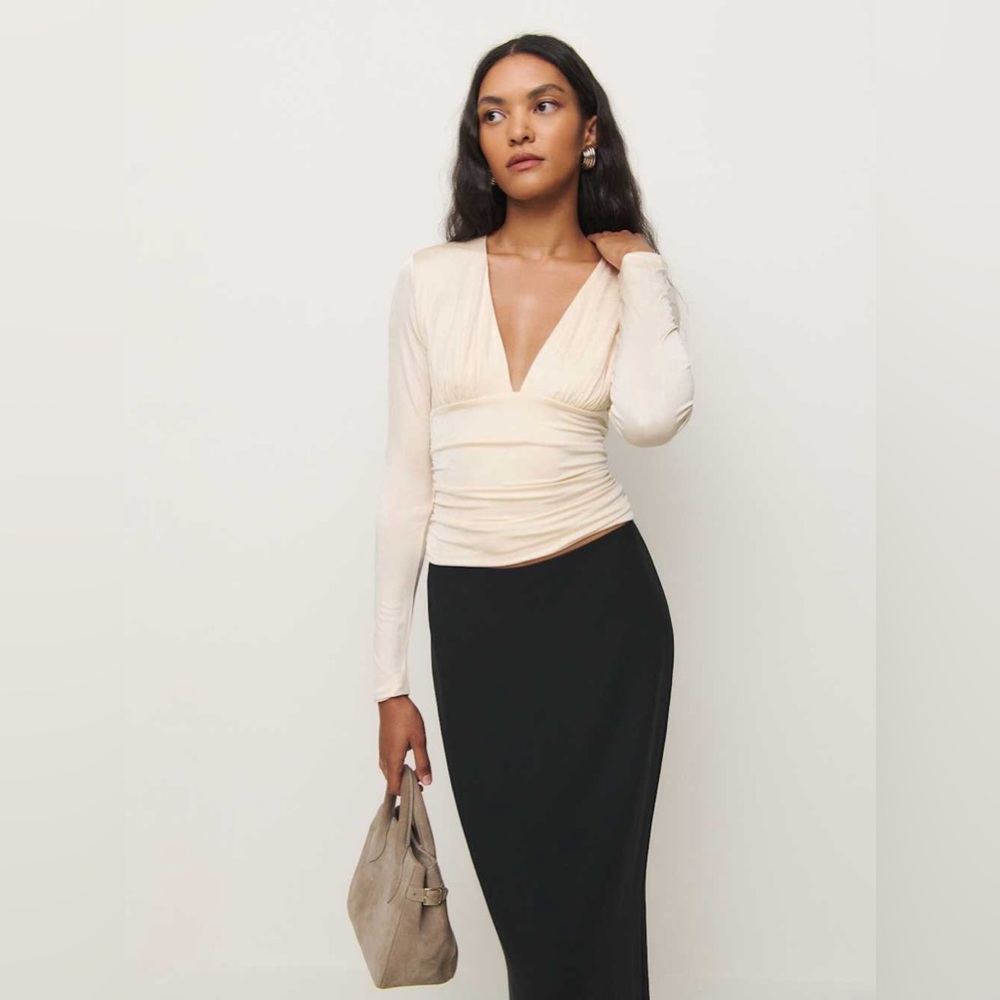 Reformation Ines Knit Top Ivory - Size XS